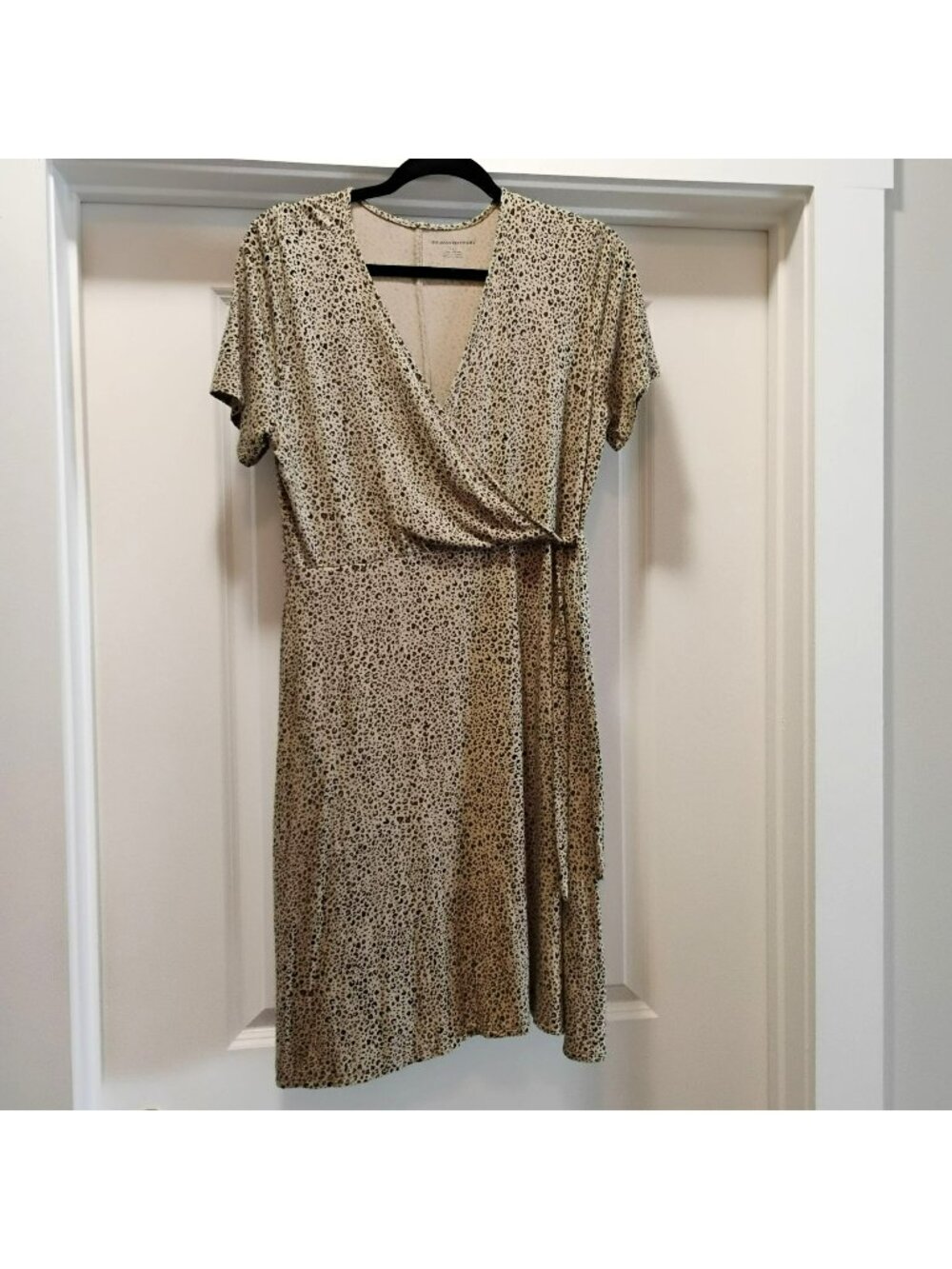 Animal Print Jersey Wrap Dress, Size L, Leopard Print, Kimono Sleeve, EUC